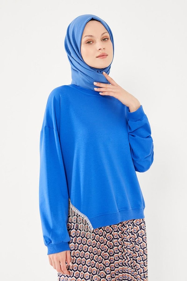 LevidorLevidor Saks Bluz Taşlı Pilise Etekli Takım