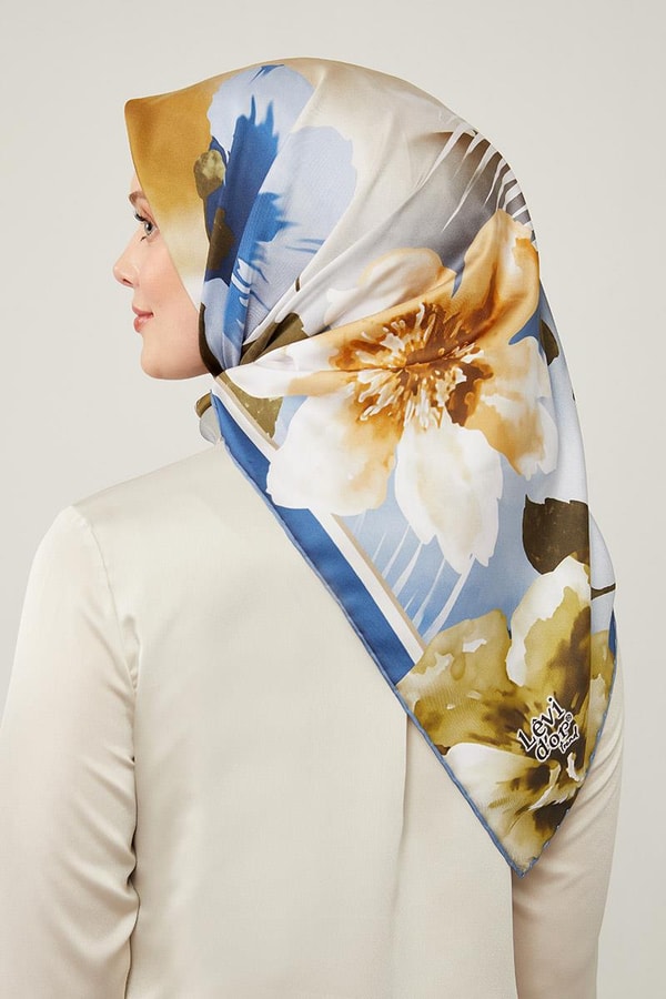 LevidorLevidor Saks Çiçek Desen Trend Twill Eşarp