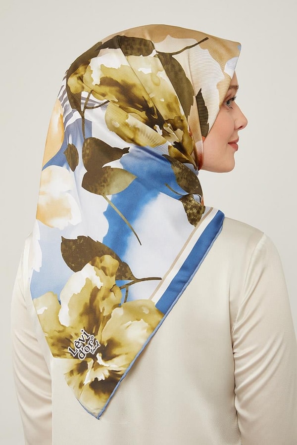 LevidorLevidor Saks Çiçek Desen Trend Twill Eşarp