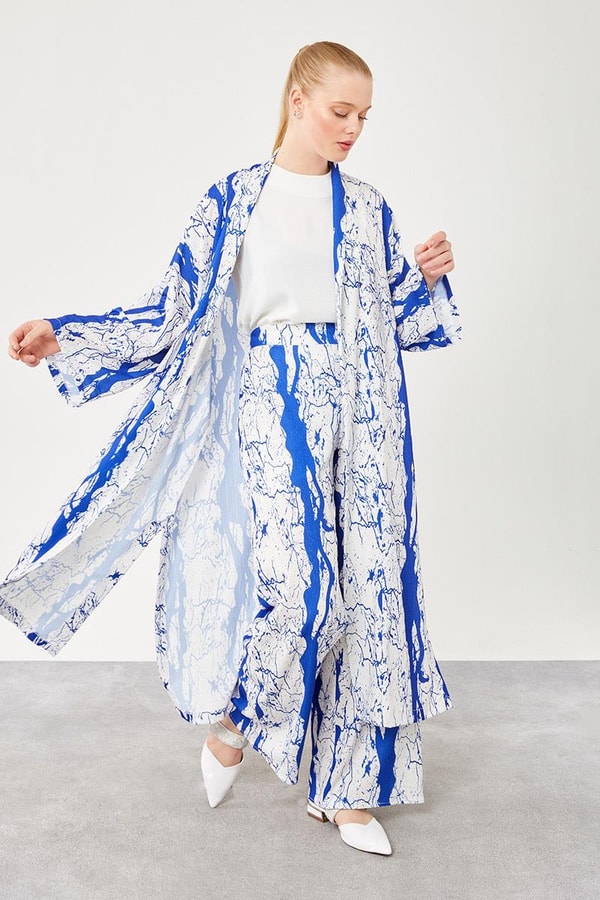 LevidorLevidor Saks Desenli Kimono Takım