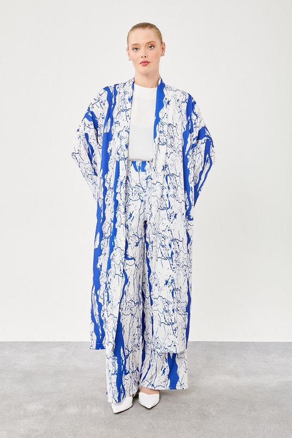 LevidorLevidor Saks Desenli Kimono Takım
