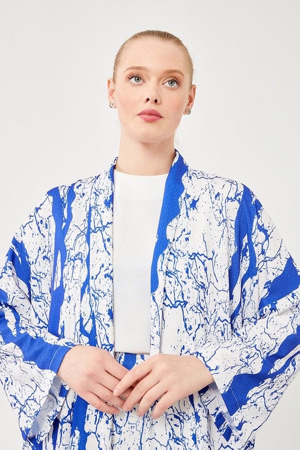 LevidorLevidor Saks Desenli Kimono Takım