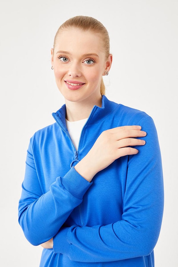 LevidorLevidor Saks Dik Yaka Fermuar Kapamalı Uzun Tunik