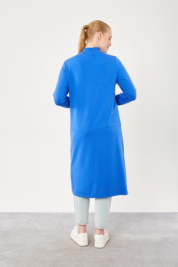 LevidorLevidor Saks Dik Yaka Fermuar Kapamalı Uzun Tunik