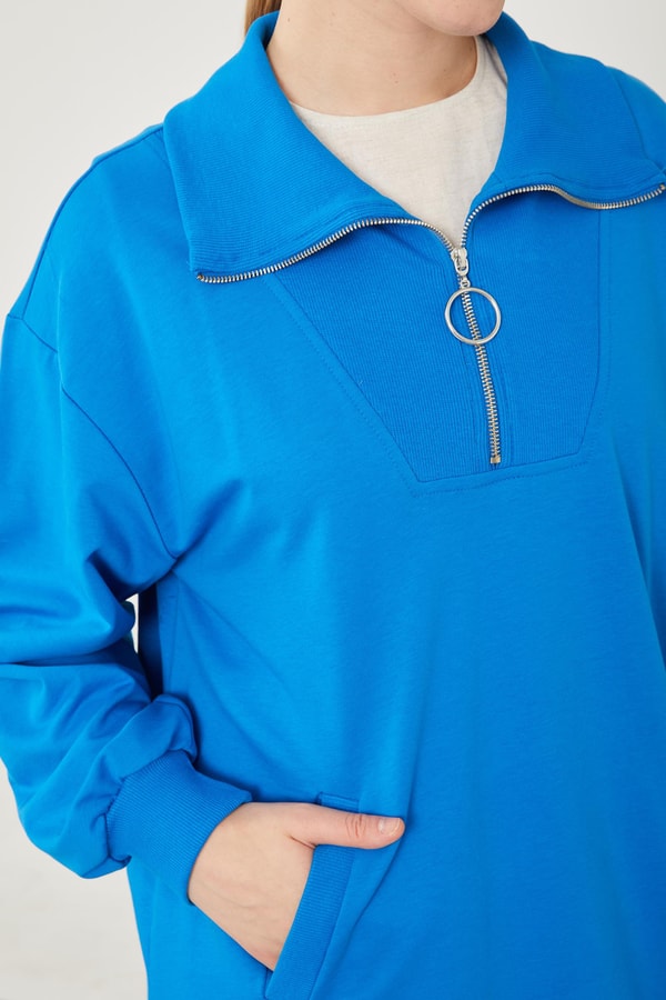 LevidorLevidor Saks Dik Yaka Fermuarlı Sweat