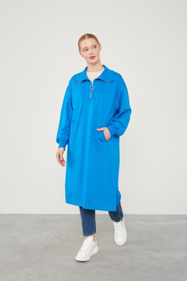 LevidorLevidor Saks Dik Yaka Fermuarlı Sweat