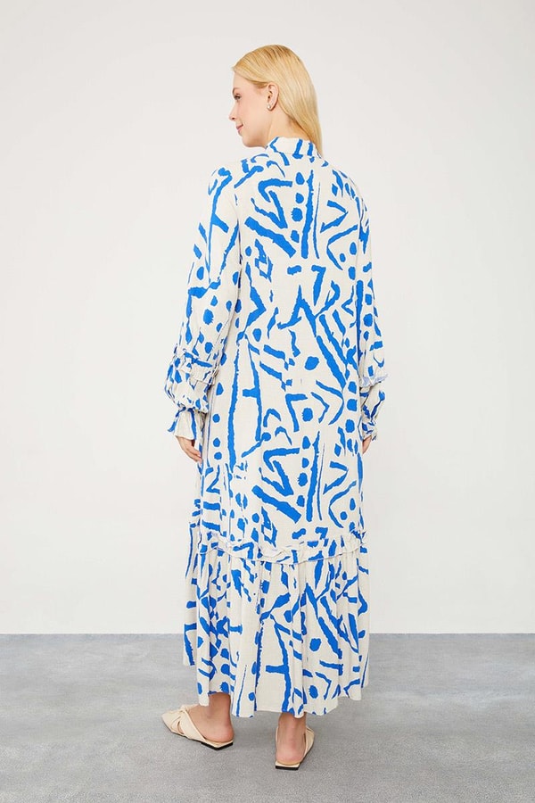 LevidorLevidor Saks Fırfır Detaylı Gömlek Elbise