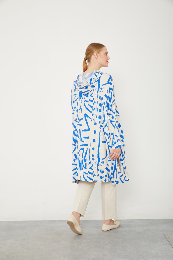 LevidorLevidor Saks Kapüşonlu Püskül Detaylı Keten Tunik