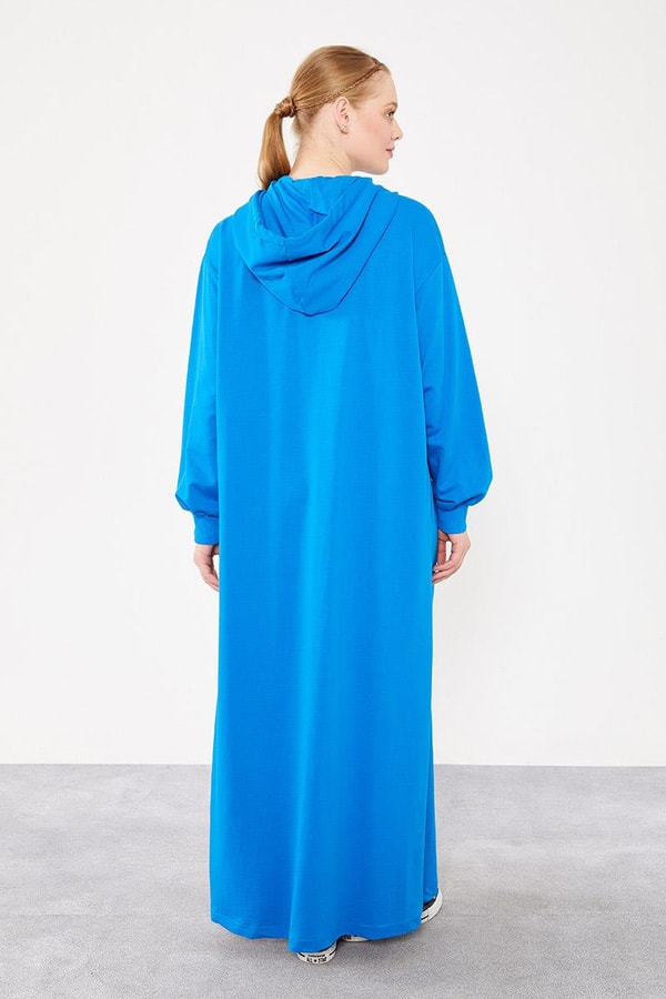 LevidorLevidor Saks Taş İşlemeli Kapuşonlu Oversize Elbise