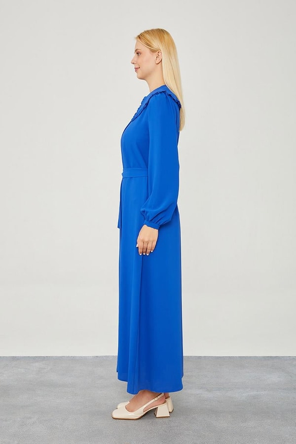 LevidorLevidor Saks Yakası Fırfır Detaylı Elbise