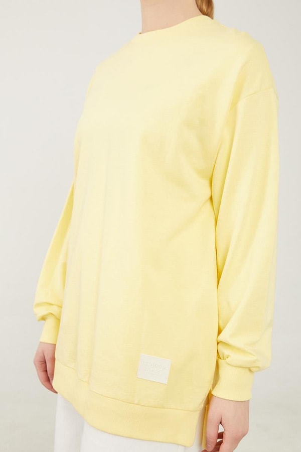 LevidorLevidor Sarı Bisiklet Yaka Ribanalı Basic Sweat