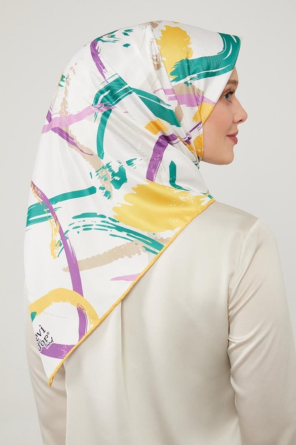LevidorLevidor Sarı Boya Desen Twill Eşarp