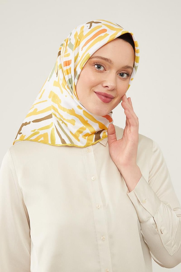 LevidorLevidor Sarı Fırça Desen Twill Eşarp