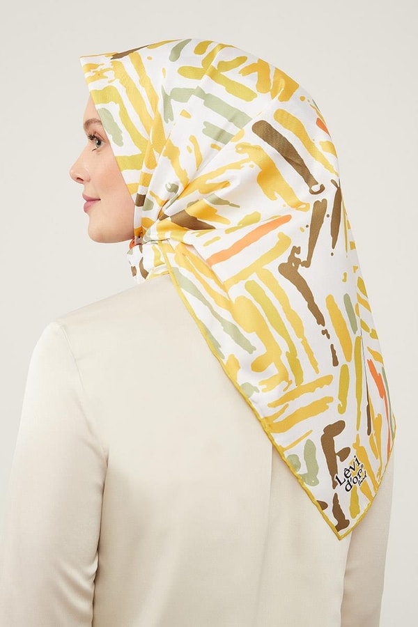 LevidorLevidor Sarı Fırça Desen Twill Eşarp