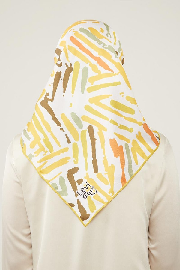 LevidorLevidor Sarı Fırça Desen Twill Eşarp