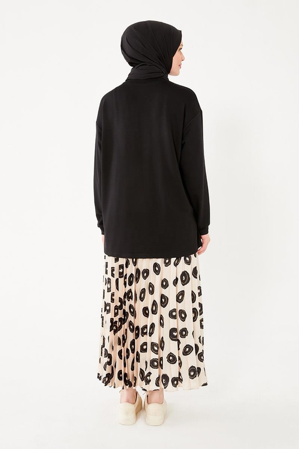 LevidorLevidor Siyah Baskılı Piliseli Etek Takım