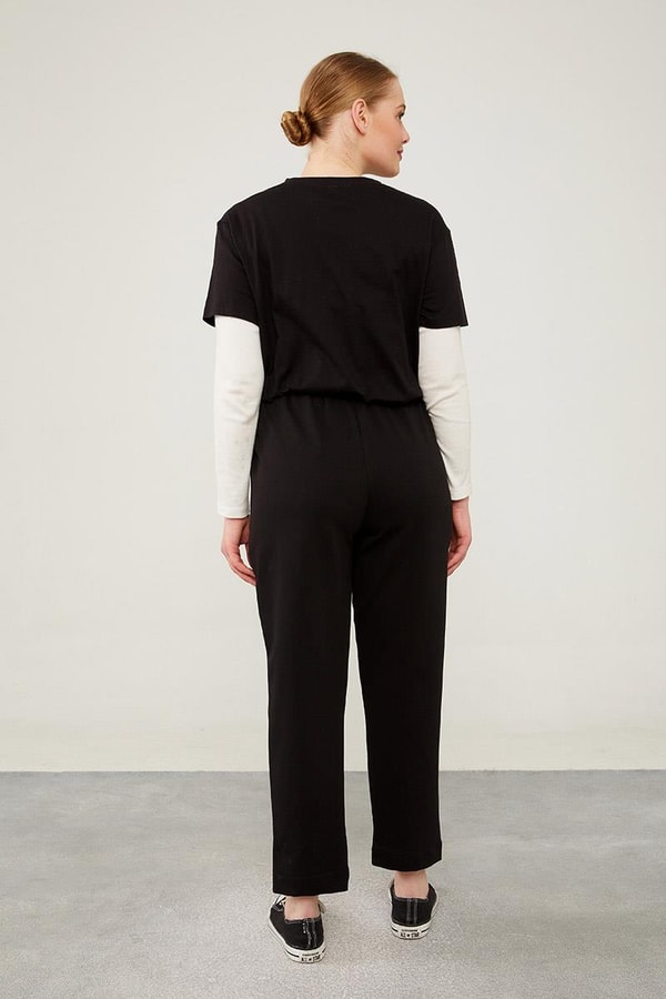 LevidorLevidor Siyah Beli Lastikli Bağıcıklı Pantolon