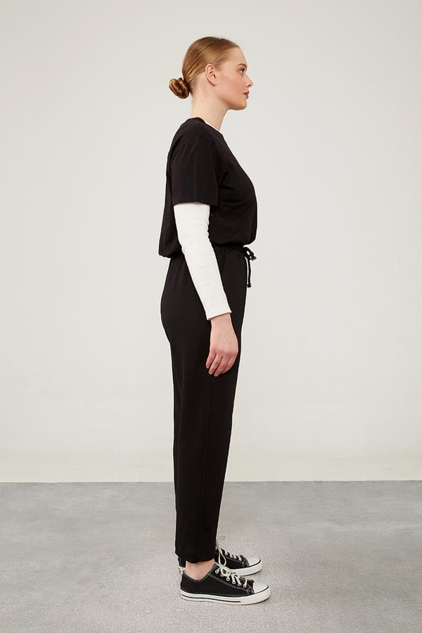 LevidorLevidor Siyah Beli Lastikli Bağıcıklı Pantolon
