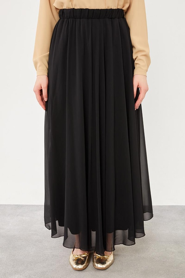 LevidorLevidor Siyah Beli Lastikli Kloş Etek