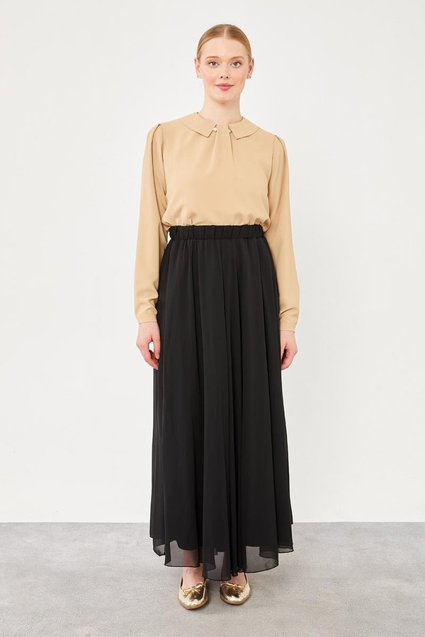 LevidorLevidor Siyah Beli Lastikli Kloş Etek