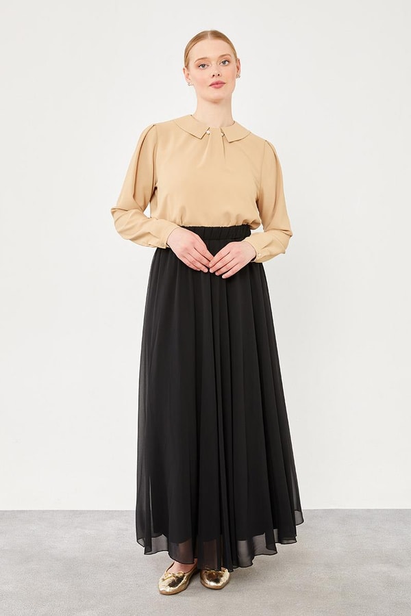 LevidorLevidor Siyah Beli Lastikli Kloş Etek