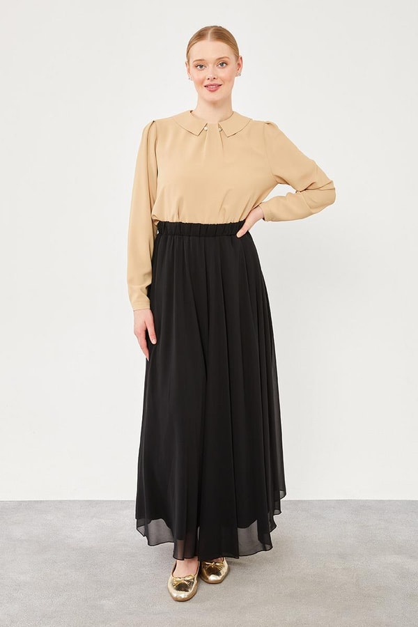 LevidorLevidor Siyah Beli Lastikli Kloş Etek