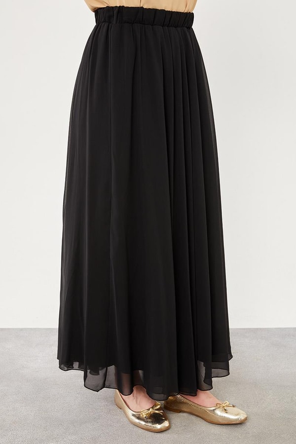 LevidorLevidor Siyah Beli Lastikli Kloş Etek