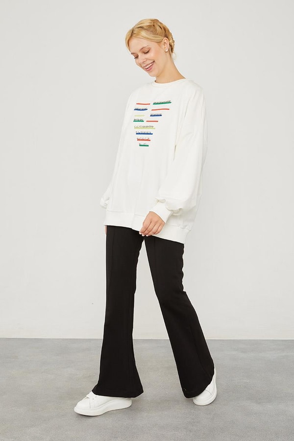 LevidorLevidor Siyah Beli Lastikli Kuşgözü Detaylı Pantolon