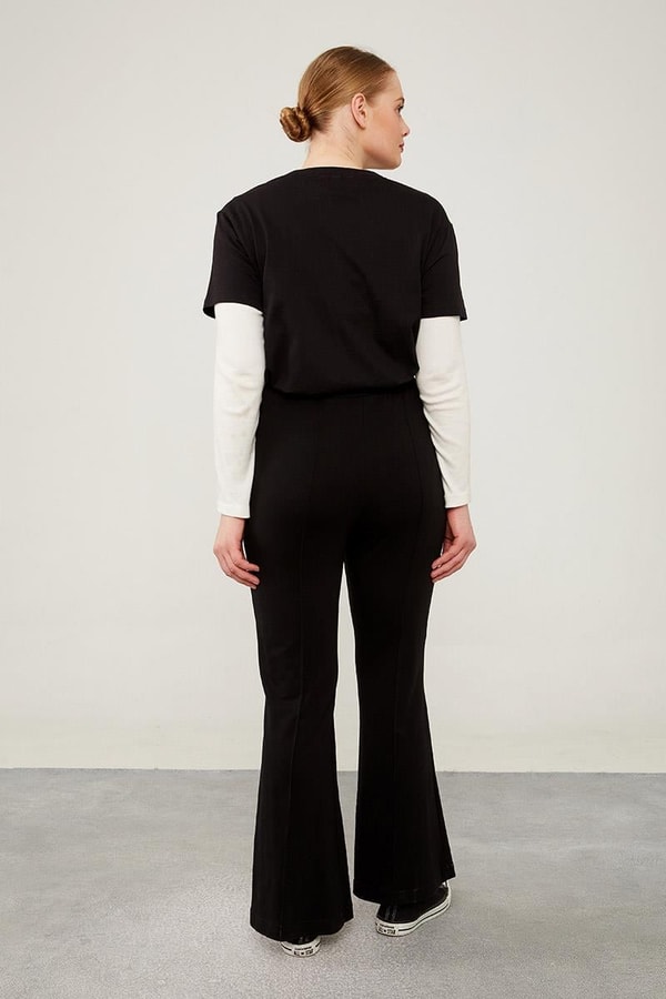 LevidorLevidor Siyah Beli Lastikli Şerit Çizgili Spor Pantolon