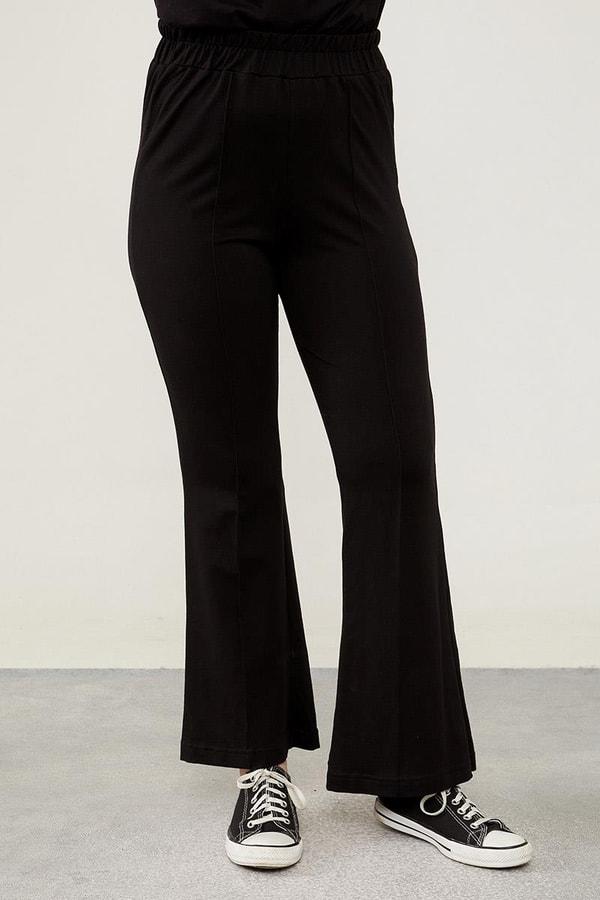 LevidorLevidor Siyah Beli Lastikli Şerit Çizgili Spor Pantolon