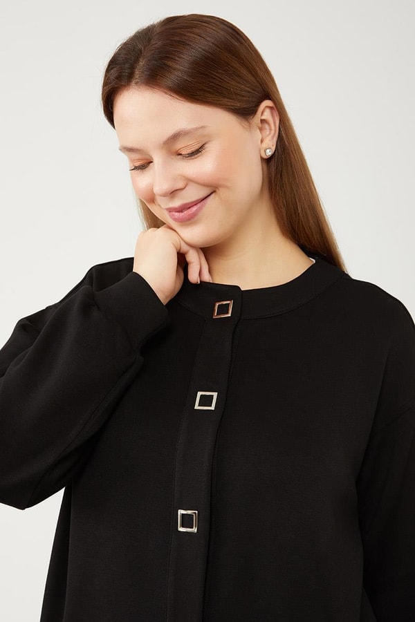 LevidorLevidor Siyah Bisiklet Yaka Cepli Penye Pantolonlu Spor Takım