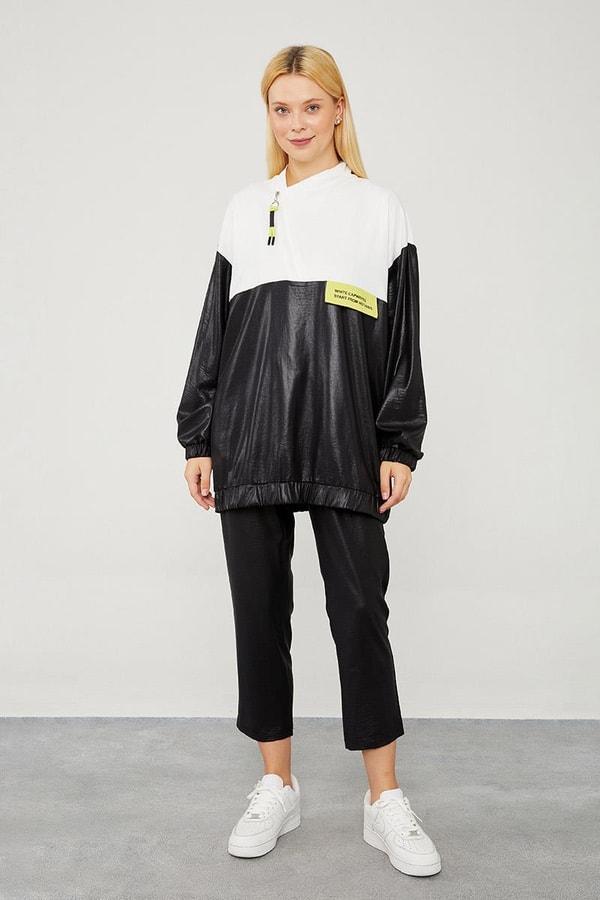 LevidorLevidor Siyah Bisiklet Yaka Ribanalı Spor Takım