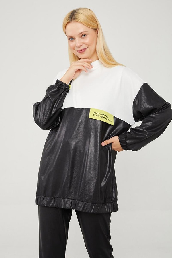 LevidorLevidor Siyah Bisiklet Yaka Ribanalı Spor Takım