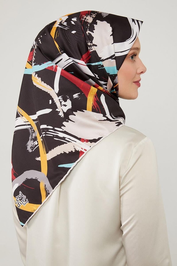 LevidorLevidor Siyah Boya Desen Twill Eşarp