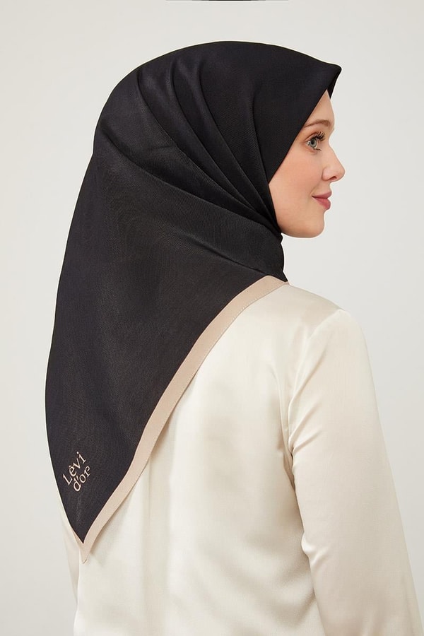 LevidorLevidor Siyah-Camel Biye Renk Geçişli Prag Eşarp