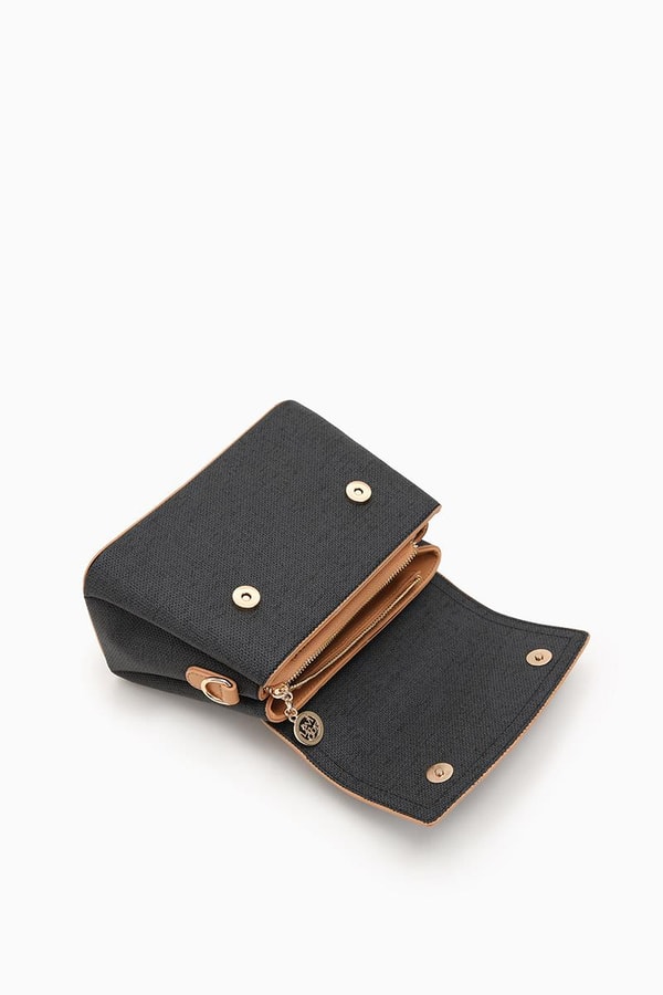 LevidorLevidor Siyah-Camel Kumaş Dokulu El Çantası