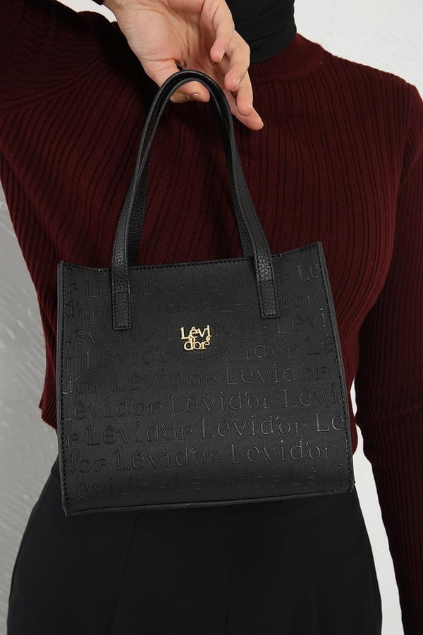 LevidorLevidor Siyah Çapraz Askılı Monogram Baskılı Omuz Çantası
