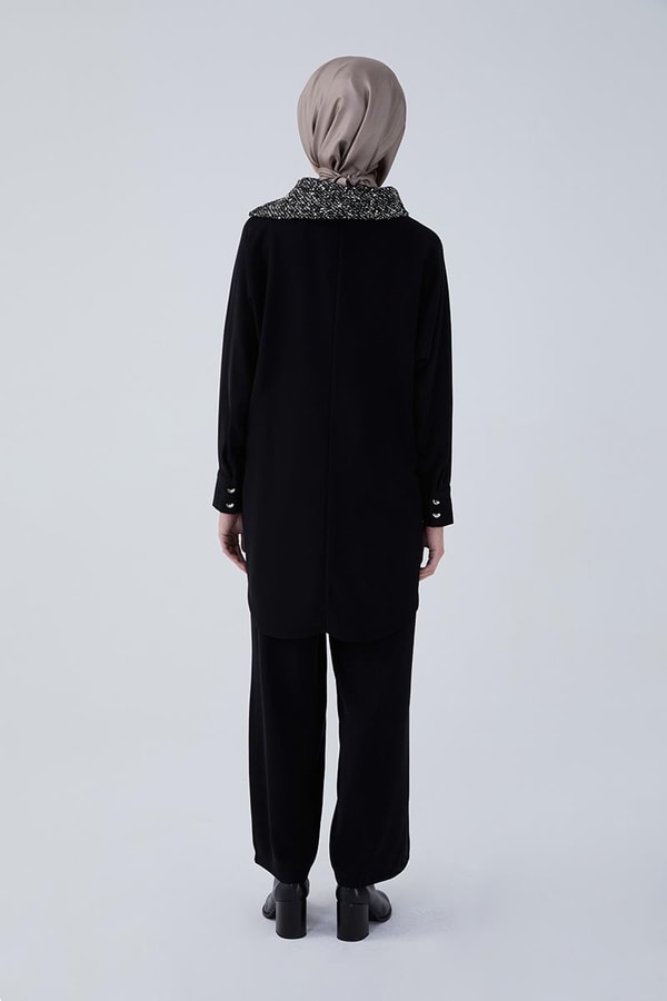 LevidorLevidor Siyah Cep Püskül Şeritli Gömlek Takım