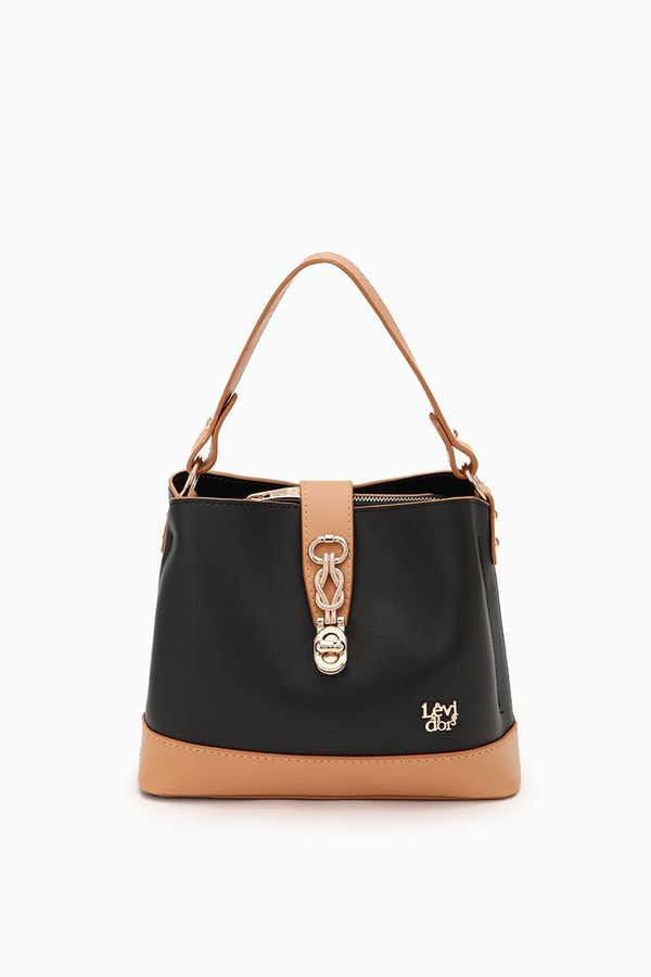 LevidorLevidor Siyah Çift Renk Çıkarılabilir Askılı El Çantası