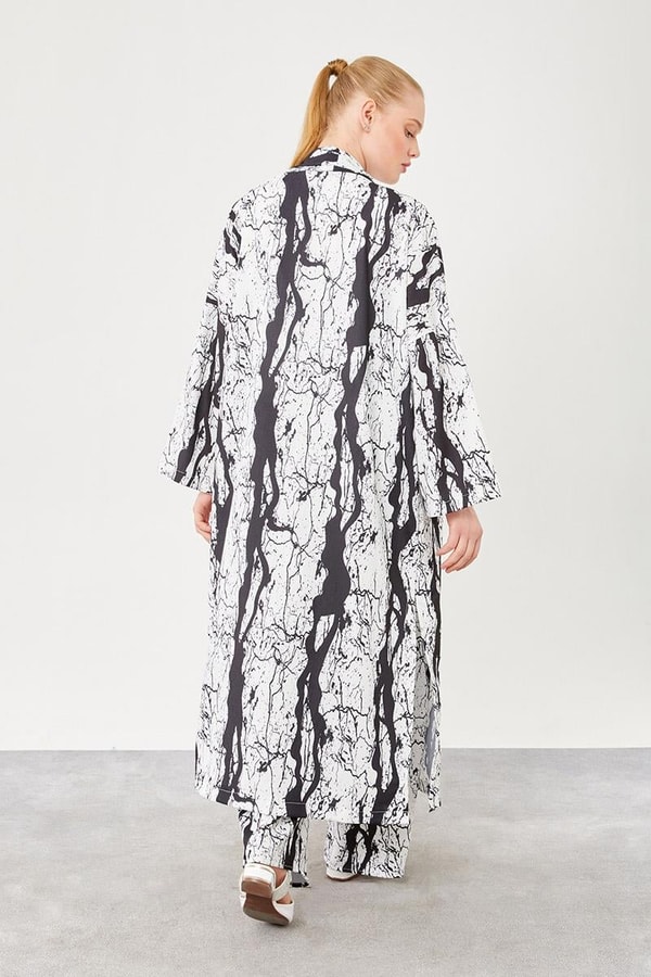 LevidorLevidor Siyah Desenli Kimono Takım