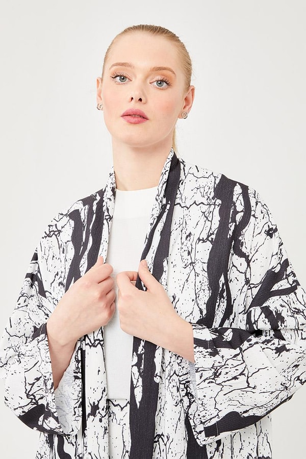 LevidorLevidor Siyah Desenli Kimono Takım