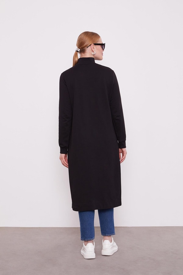 LevidorLevidor Siyah Dik Yaka Fermuar Kapamalı Uzun Tunik