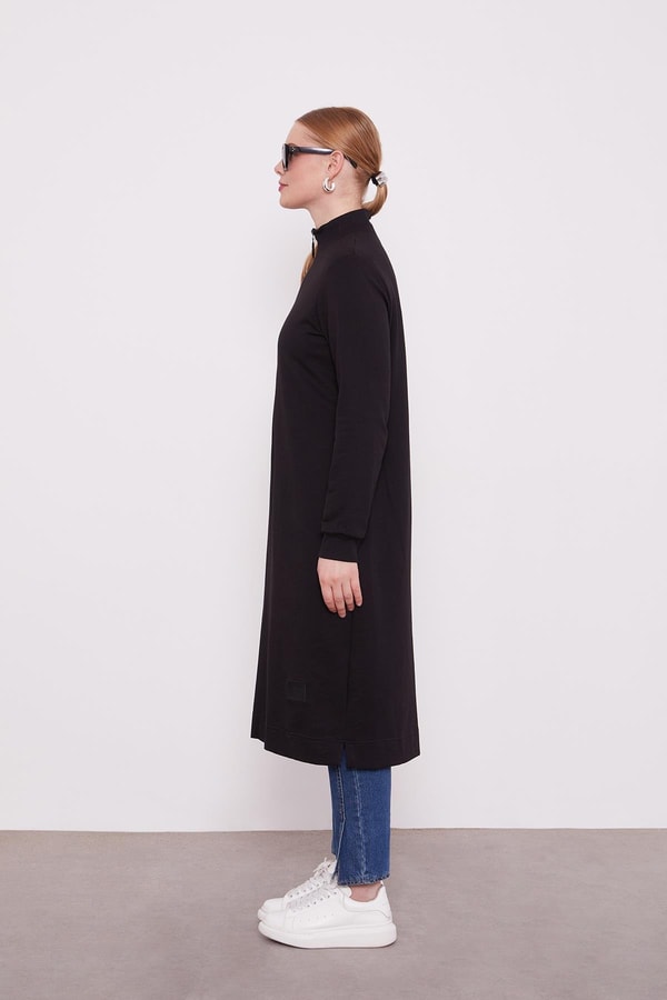 LevidorLevidor Siyah Dik Yaka Fermuar Kapamalı Uzun Tunik