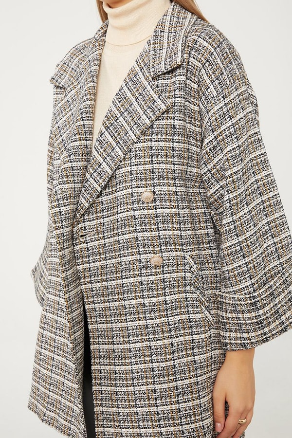 LevidorLevidor Siyah Double Kol Ekose Desen Ceket