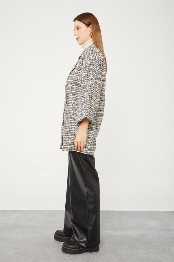 LevidorLevidor Siyah Double Kol Ekose Desen Ceket