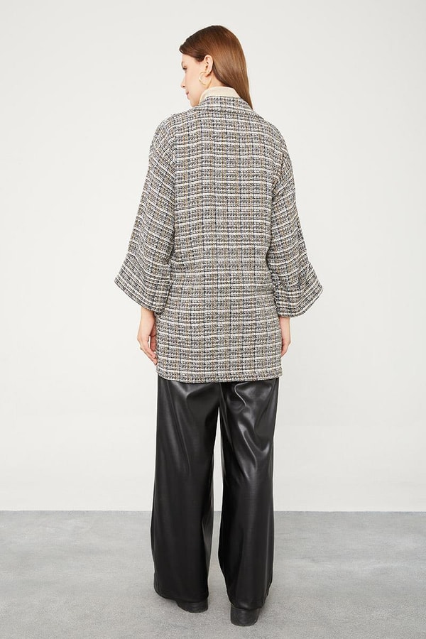 LevidorLevidor Siyah Double Kol Ekose Desen Ceket