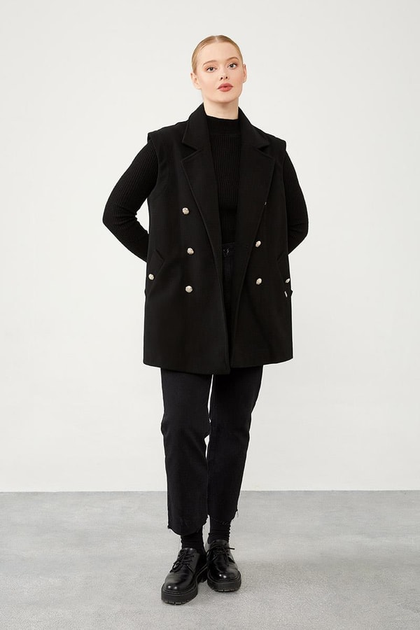 LevidorLevidor Siyah Düğme Kapamalı Yelek