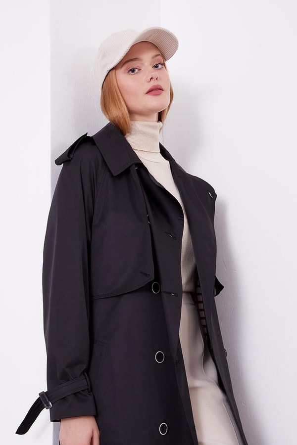 LevidorLevidor Siyah Ekose Astarlı Trençkot