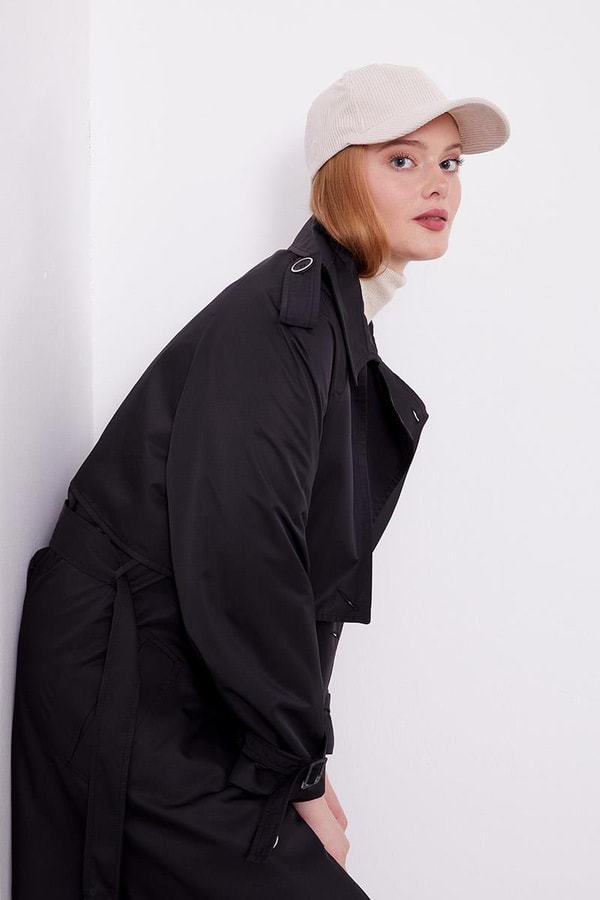 LevidorLevidor Siyah Ekose Astarlı Trençkot