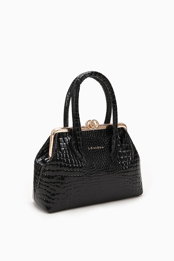 LevidorLevidor SİYAH FASULYE Croko Deri El Çantası